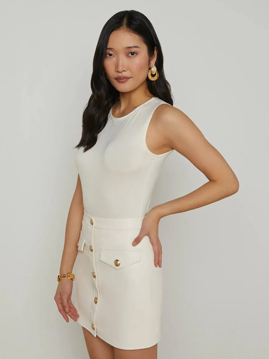 L'Agence Amia Tank Bodysuit in Vintage White