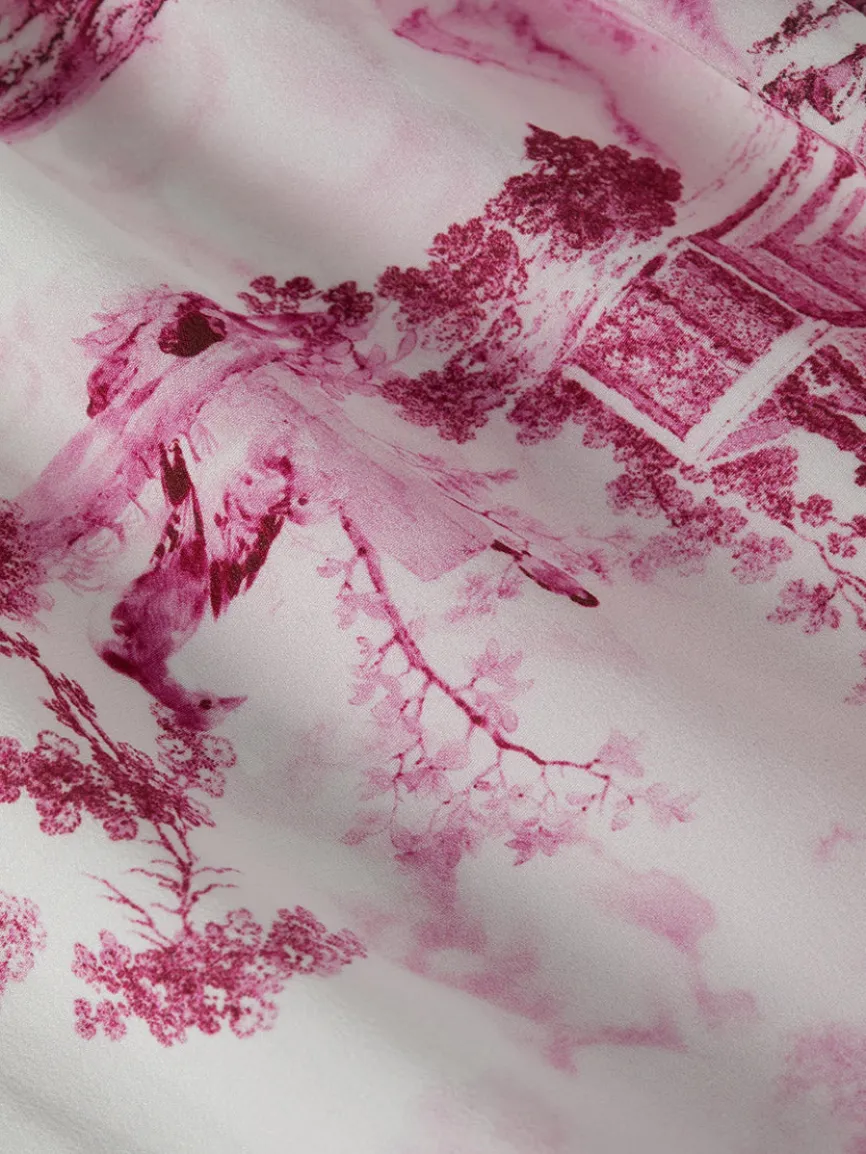 L'Agence Jane Silk Camisole in White/Pink Small Porcelain Toile