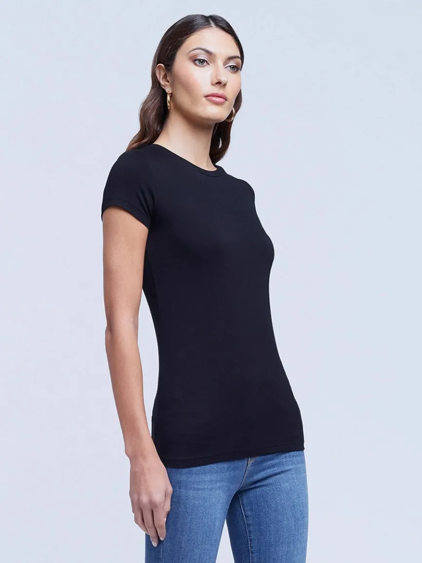 L'Agence Ressi Short Sleeve Crew in Black