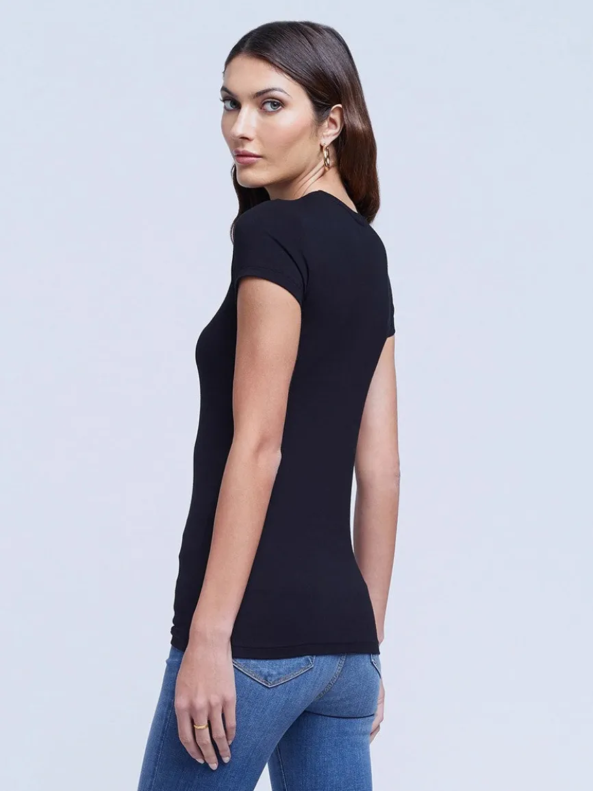 L'Agence Ressi Short Sleeve Crew in Black