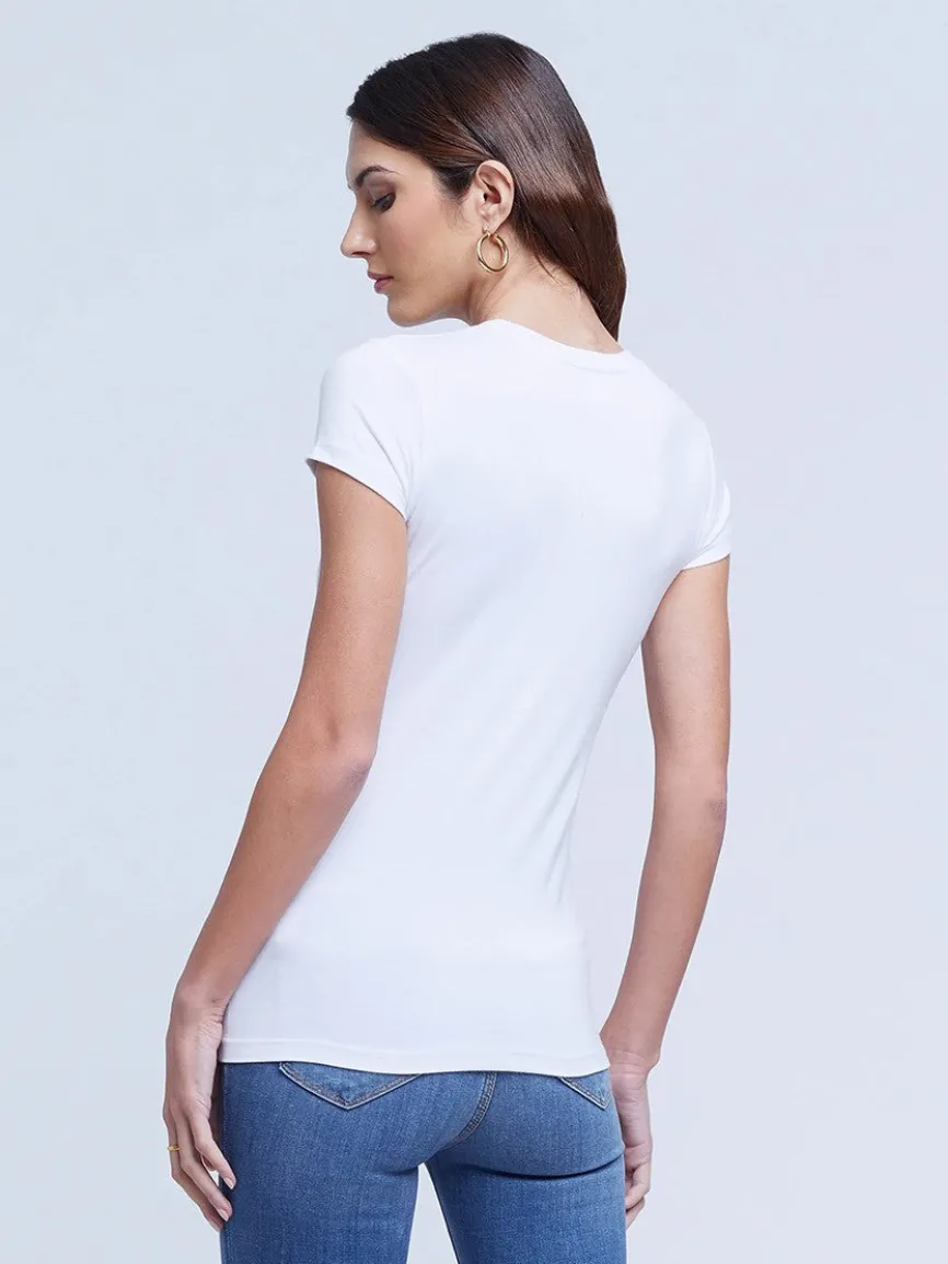 L'Agence Ressi Short Sleeve Crew in White