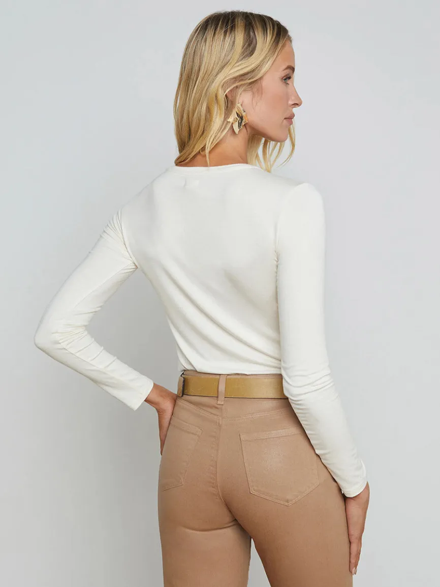 L'Agence Tess Long Sleeve Crew in Vintage White