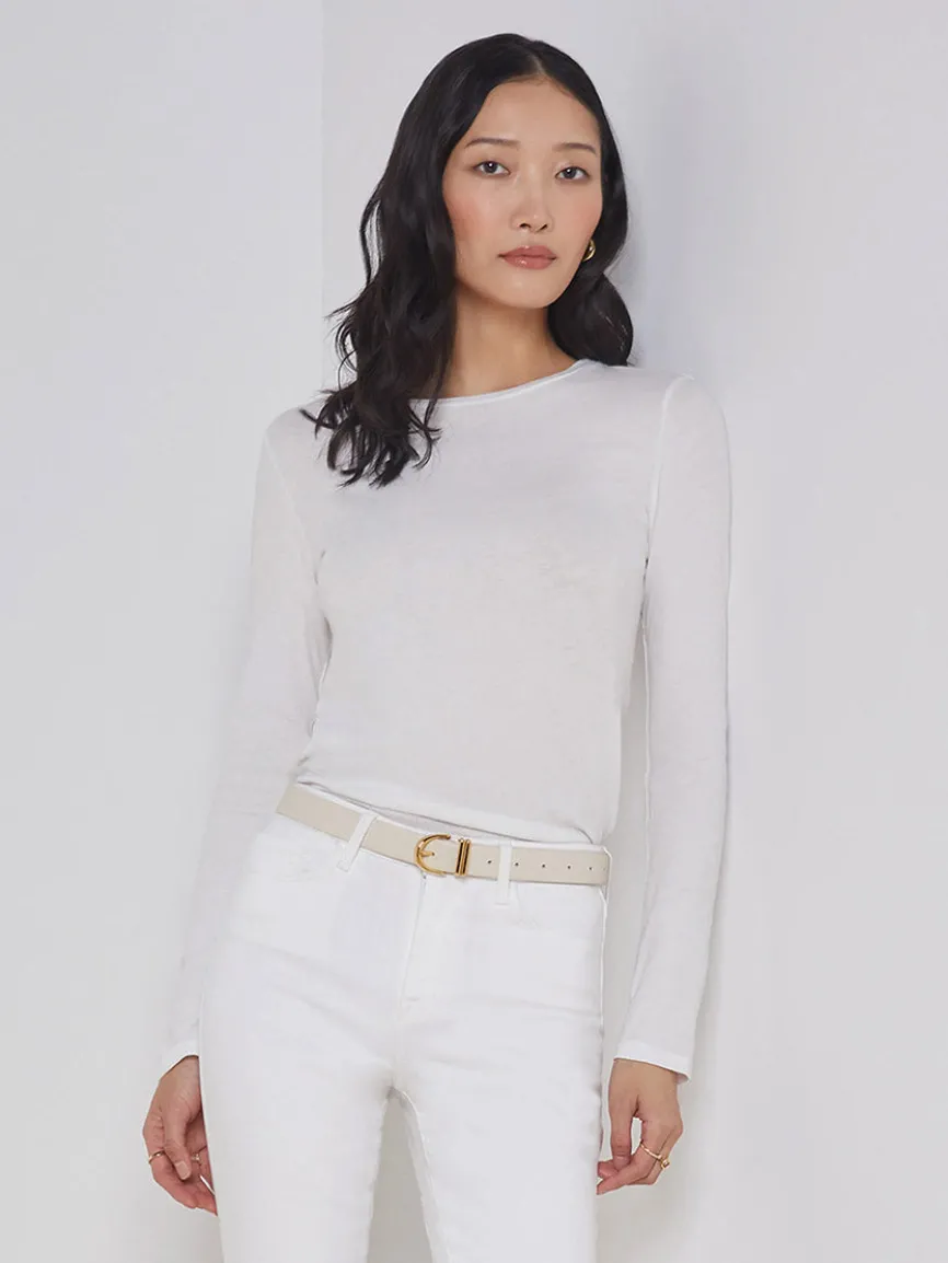 L'Agence Tess Long Sleeve Crew in White