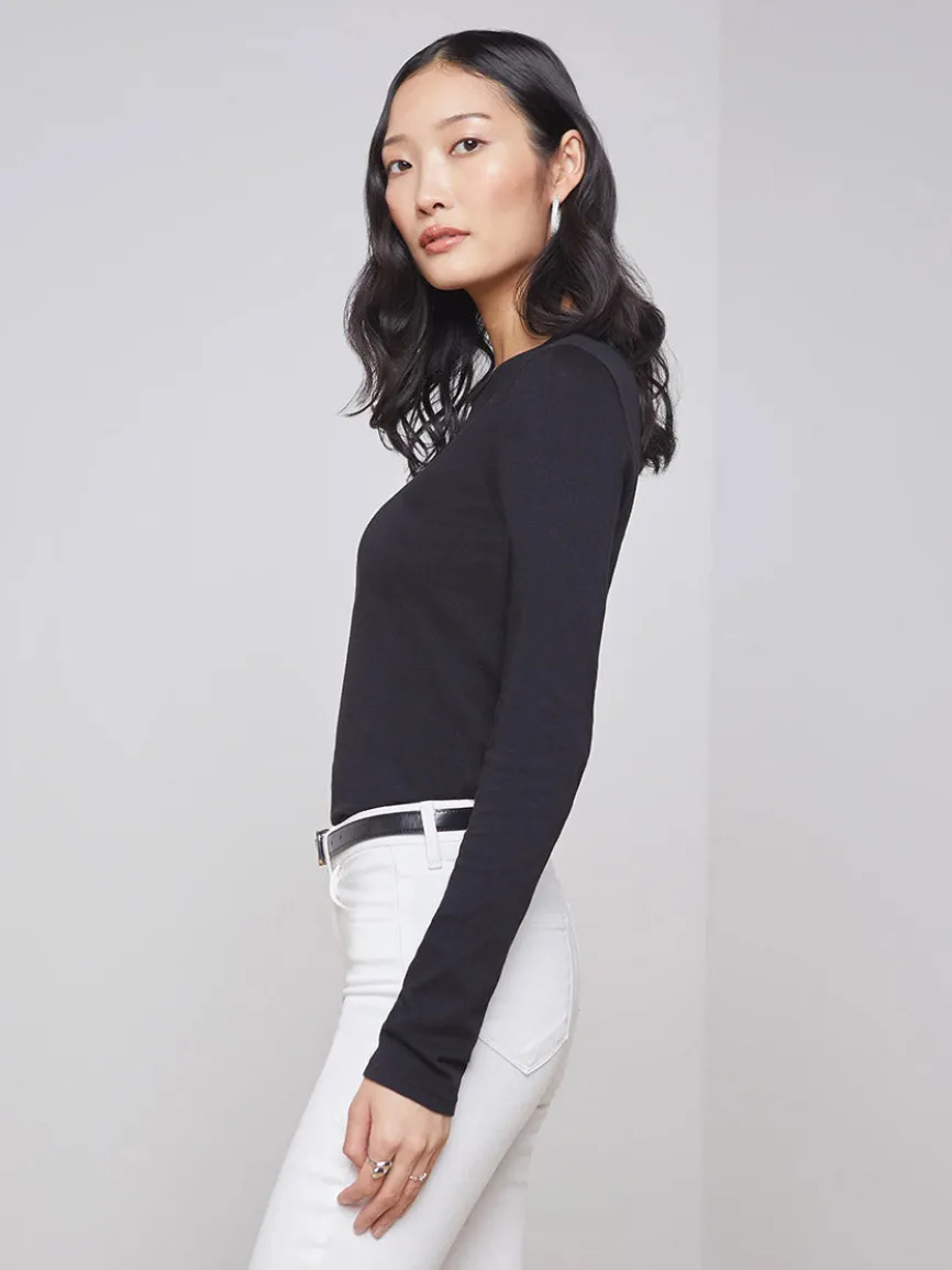 L'Agence Tess Long Sleeve Crew in Black