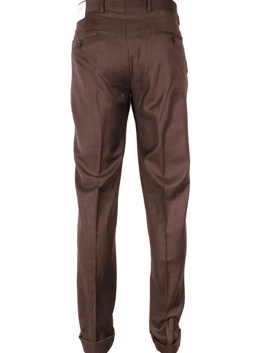 Larrimor's Collection Reda Super 130s Wool Trousers in Dark Brown