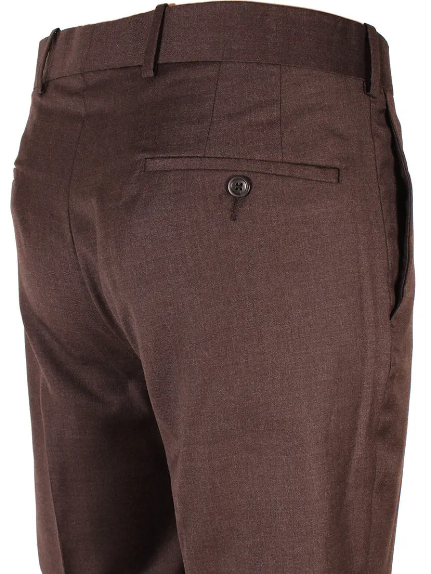 Larrimor's Collection Reda Super 130s Wool Trousers in Dark Brown