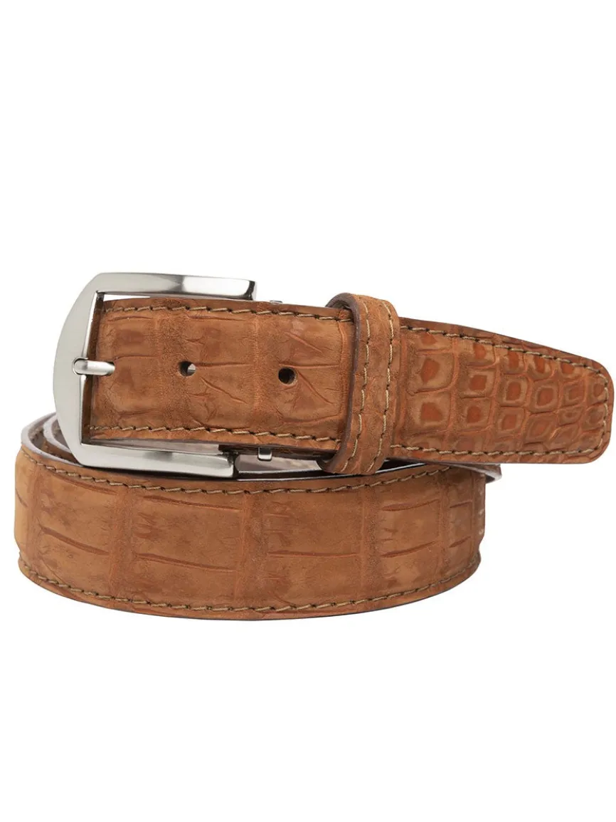 LEN Belts Buffed American Alligator Belt in Chestnut