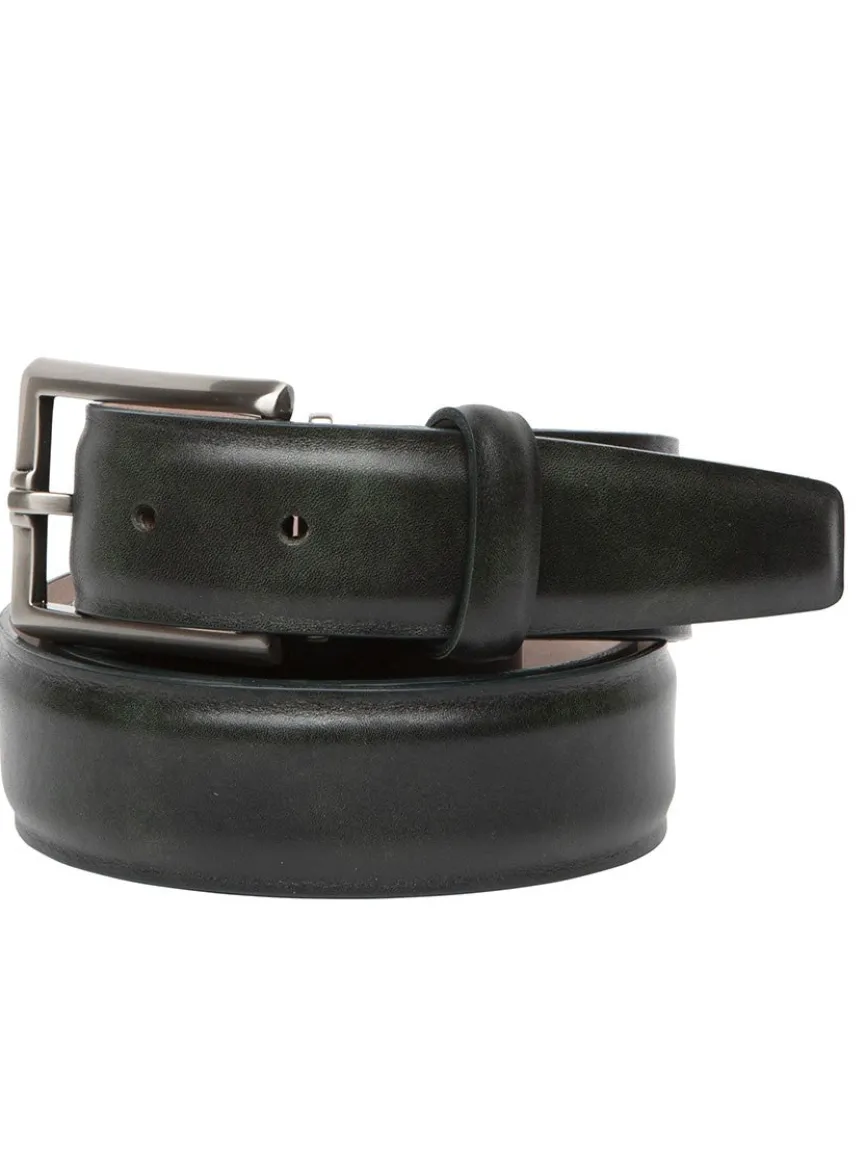 LEN Belts Italian Marbled Calf Belt in Emerald Green