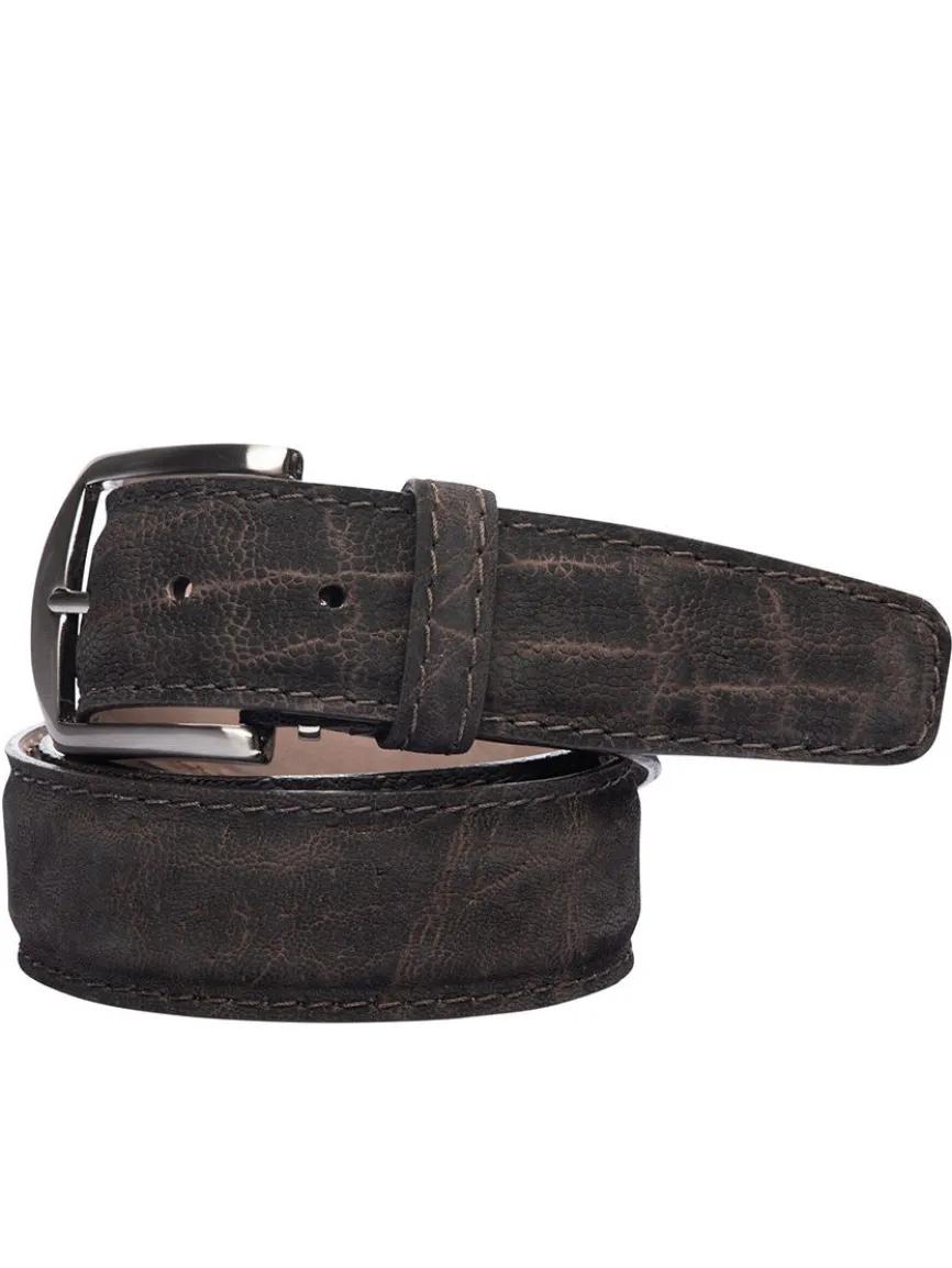 LEN Belts Licensed & Registered Sueded Elephant Belt in Chocolate