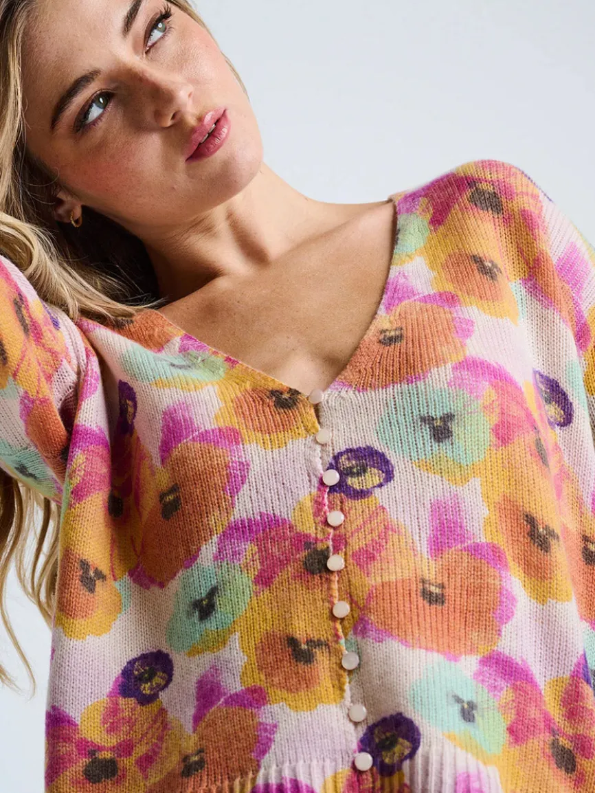 Lisa Todd Bloomin' Cardigan in Frost Combo