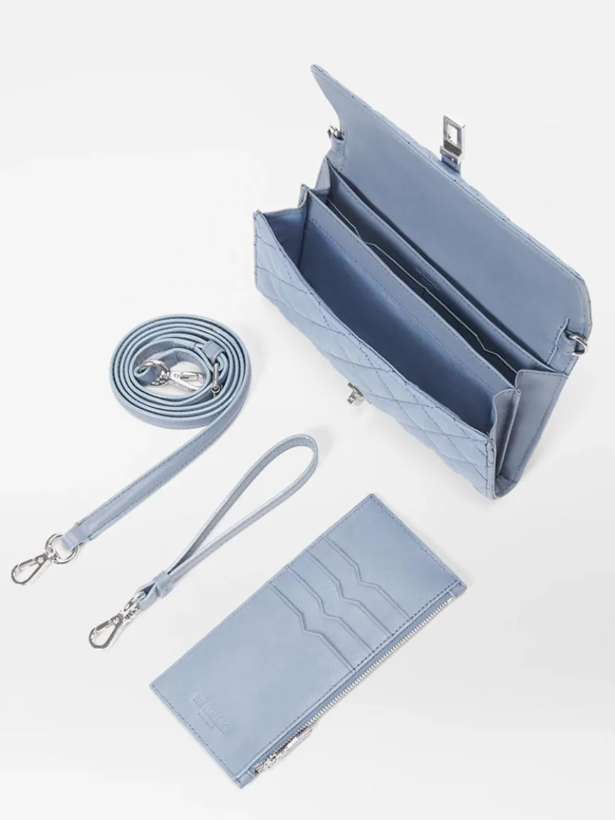 MZ Wallace Astor Convertible Crossbody in Stone Blue Oxford