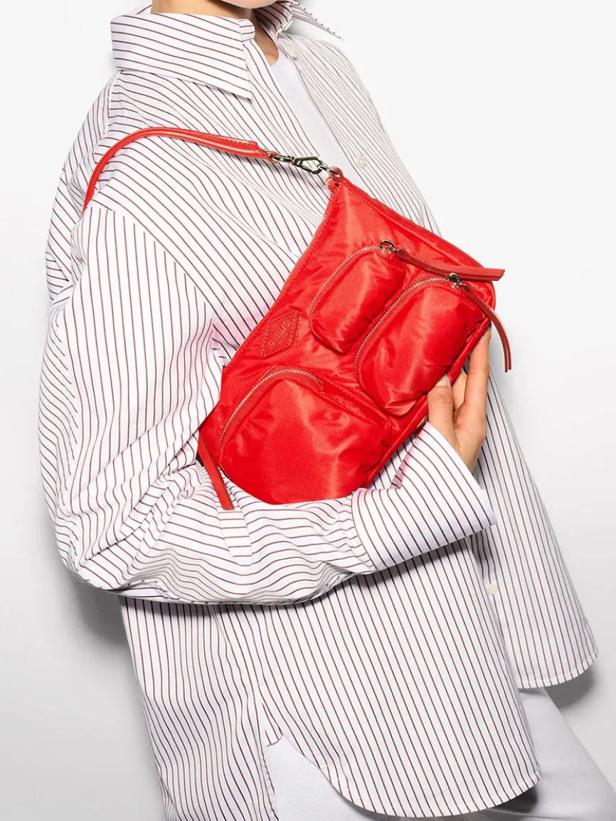 MZ Wallace Chelsea Petite Shoulder Bag in Bright Cherry Bedford