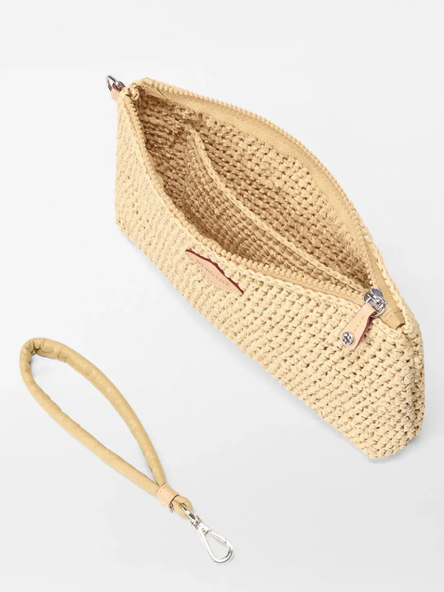 MZ Wallace Crochet Clutch in Crochet/Camel