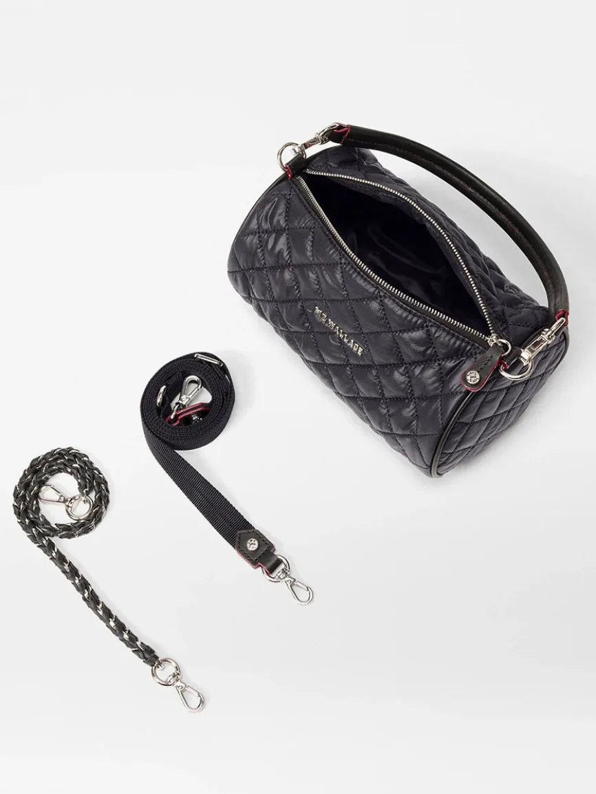 MZ Wallace Crosby Barrel Crossbody in Black Oxford