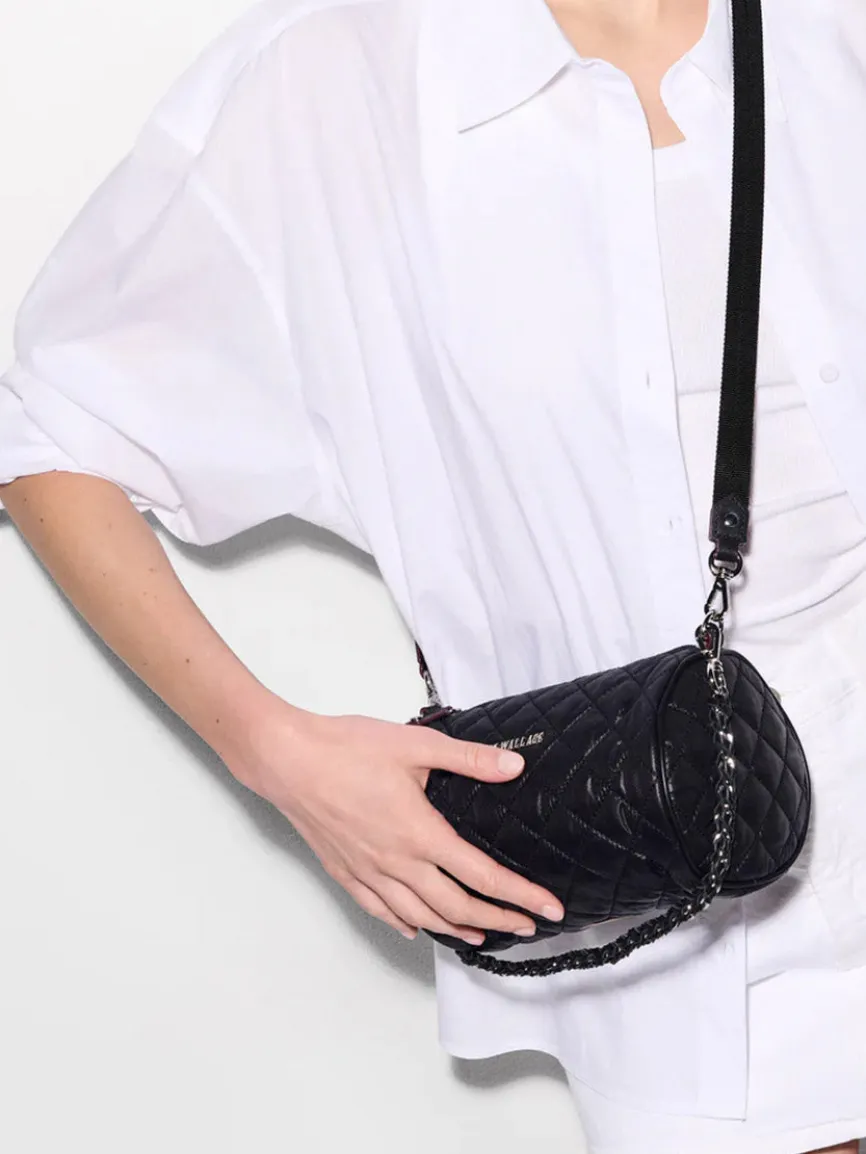 MZ Wallace Crosby Barrel Crossbody in Black Oxford