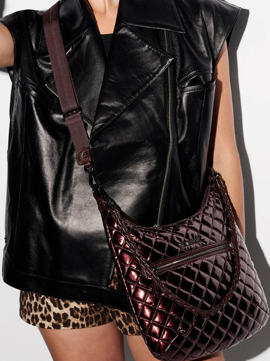 MZ Wallace Crosby Sienna in Bordeaux Lacquer Oxford