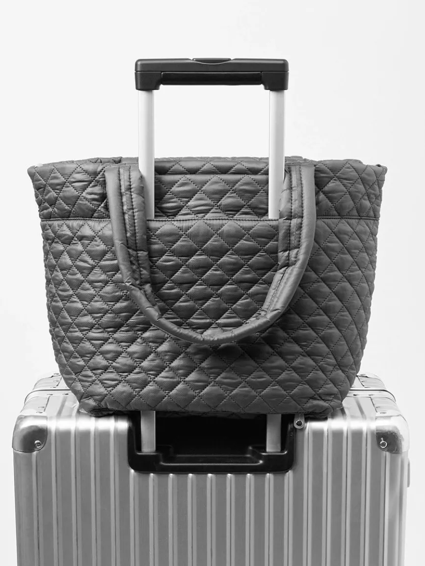 MZ Wallace Medium Metro Tote Deluxe in Sandshell/Apple Charter Stripe Oxford