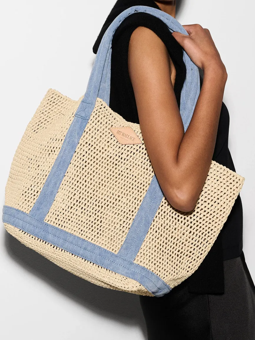 MZ Wallace Medium Crochet Tote in Crochet/True Light Denim