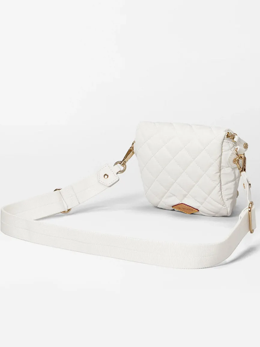 MZ Wallace Micro Crosby Crossbody Sling in Chalk Liquid Oxford
