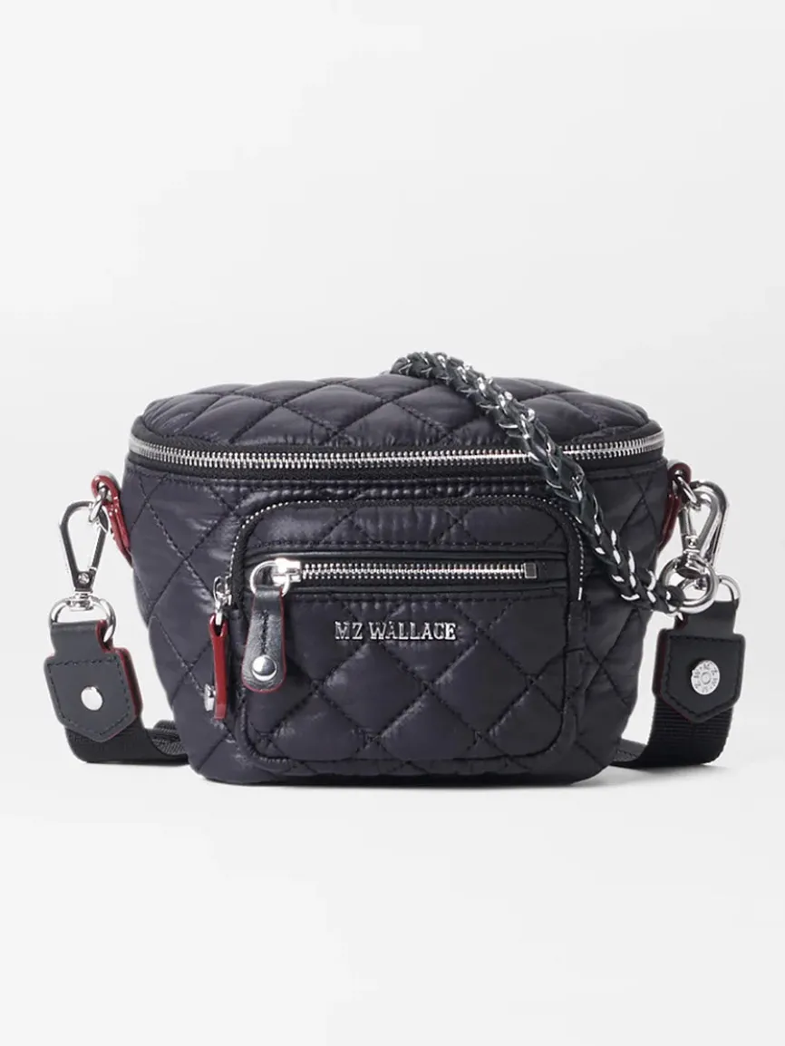 MZ Wallace Micro Crosby Crossbody Sling in Black Oxford