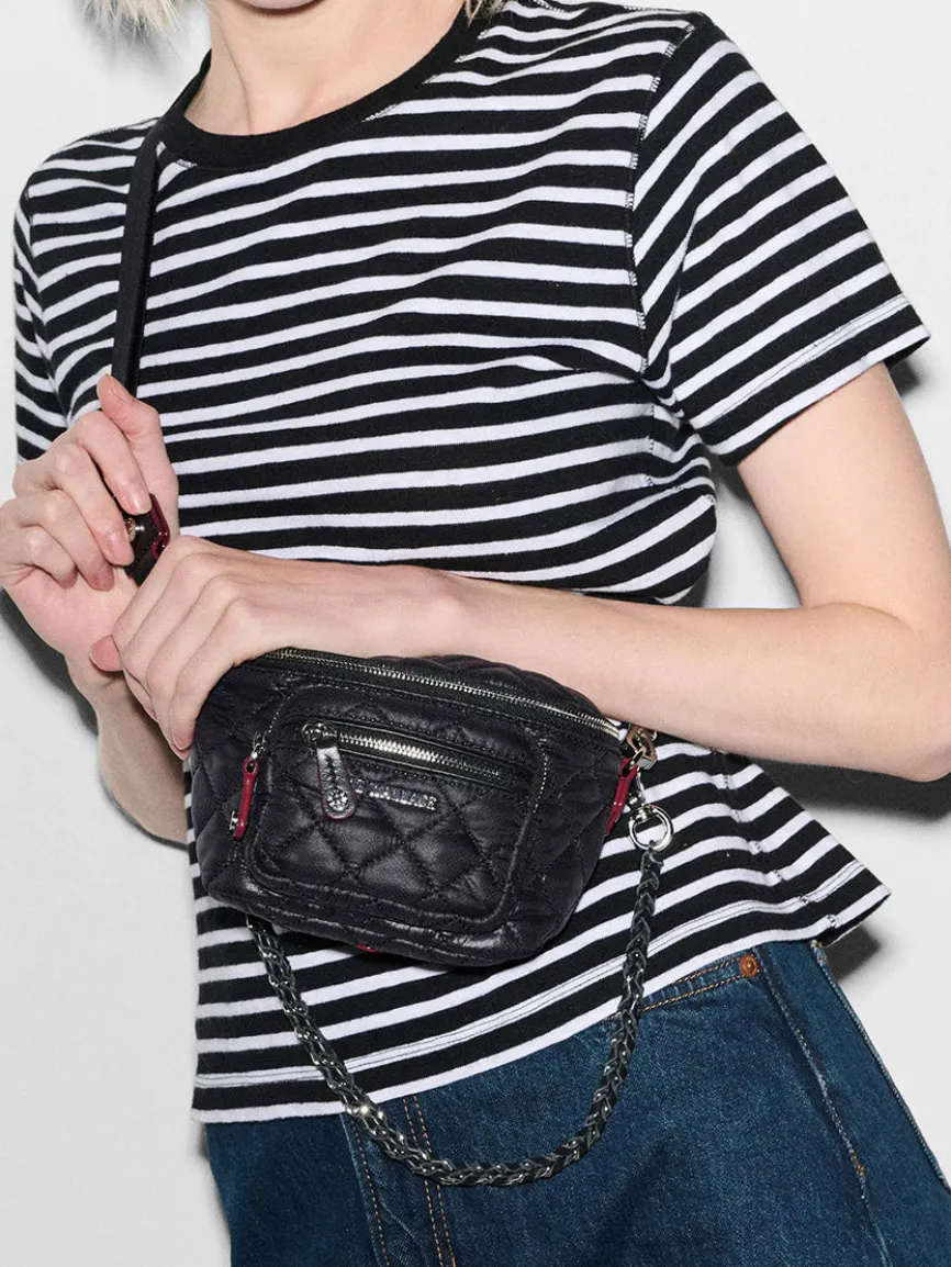 MZ Wallace Micro Crosby Crossbody Sling in Black Oxford