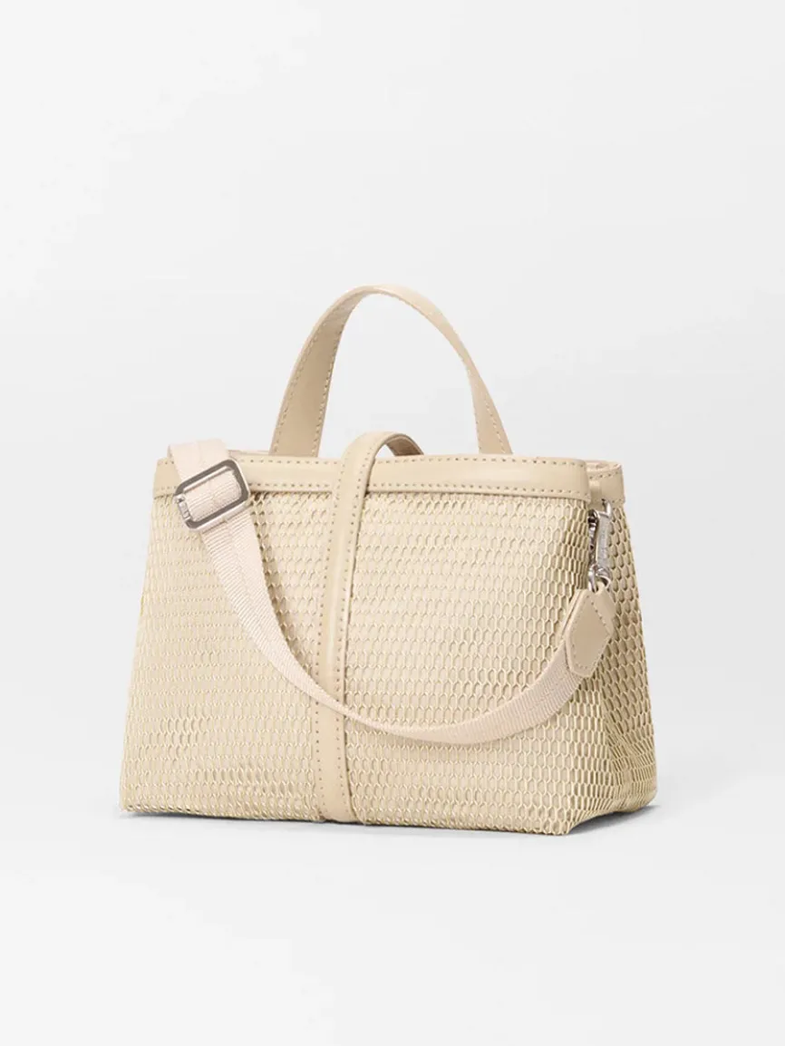 MZ Wallace Mini Astor Top Handle in Buff Mesh