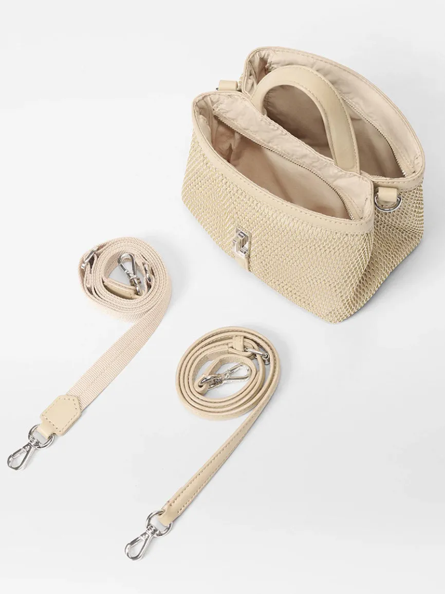 MZ Wallace Mini Astor Top Handle in Buff Mesh