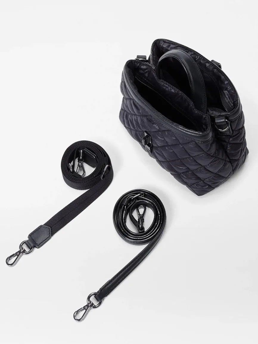 MZ Wallace Mini Astor Top Handle in Black Oxford