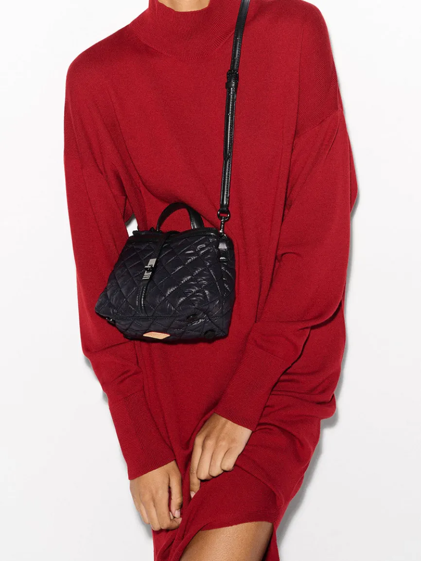 MZ Wallace Mini Astor Top Handle in Black Oxford