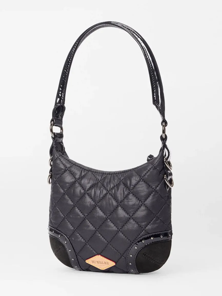 MZ Wallace Mini Multi Stud Crosby Sienna in Black Stud & Suede