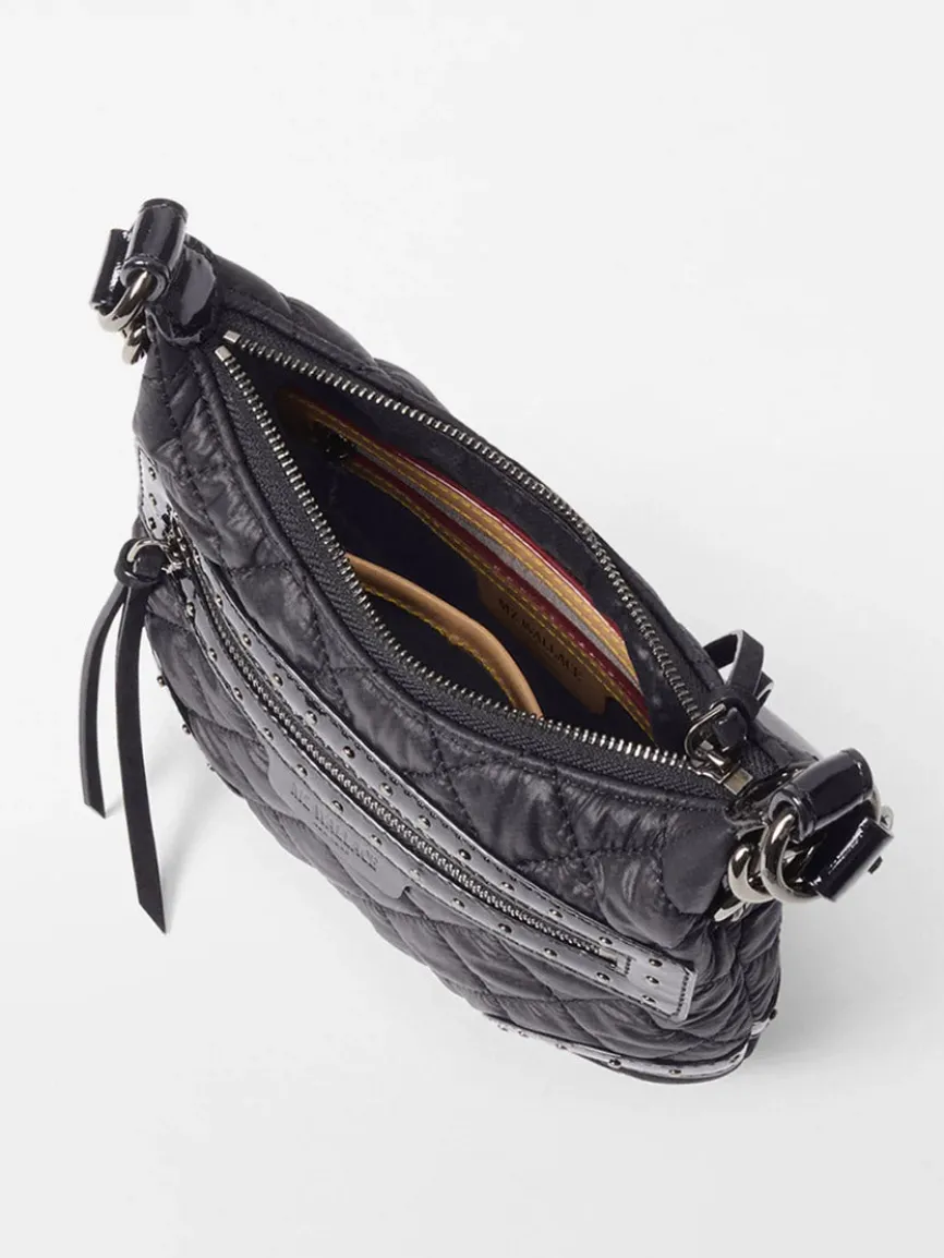 MZ Wallace Mini Multi Stud Crosby Sienna in Black Stud & Suede