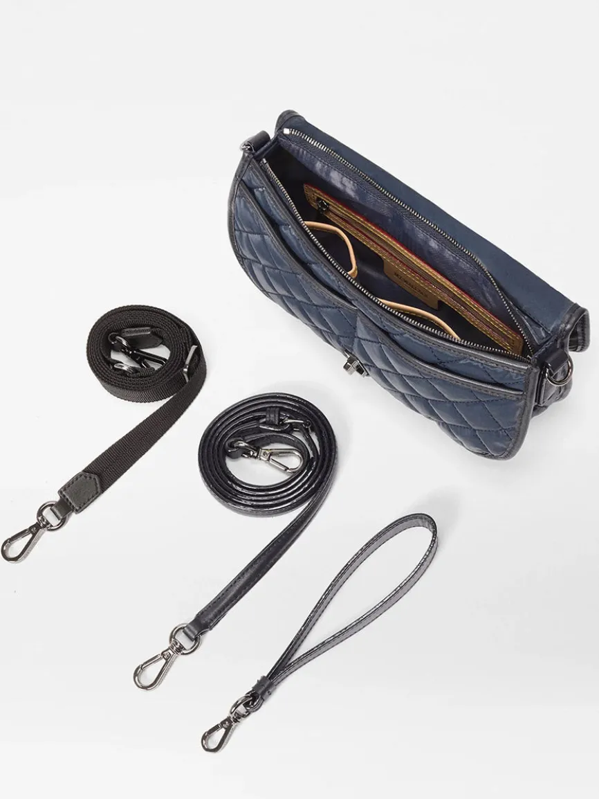 MZ Wallace Small Astor Convertible Clutch in Ink Liquid Oxford