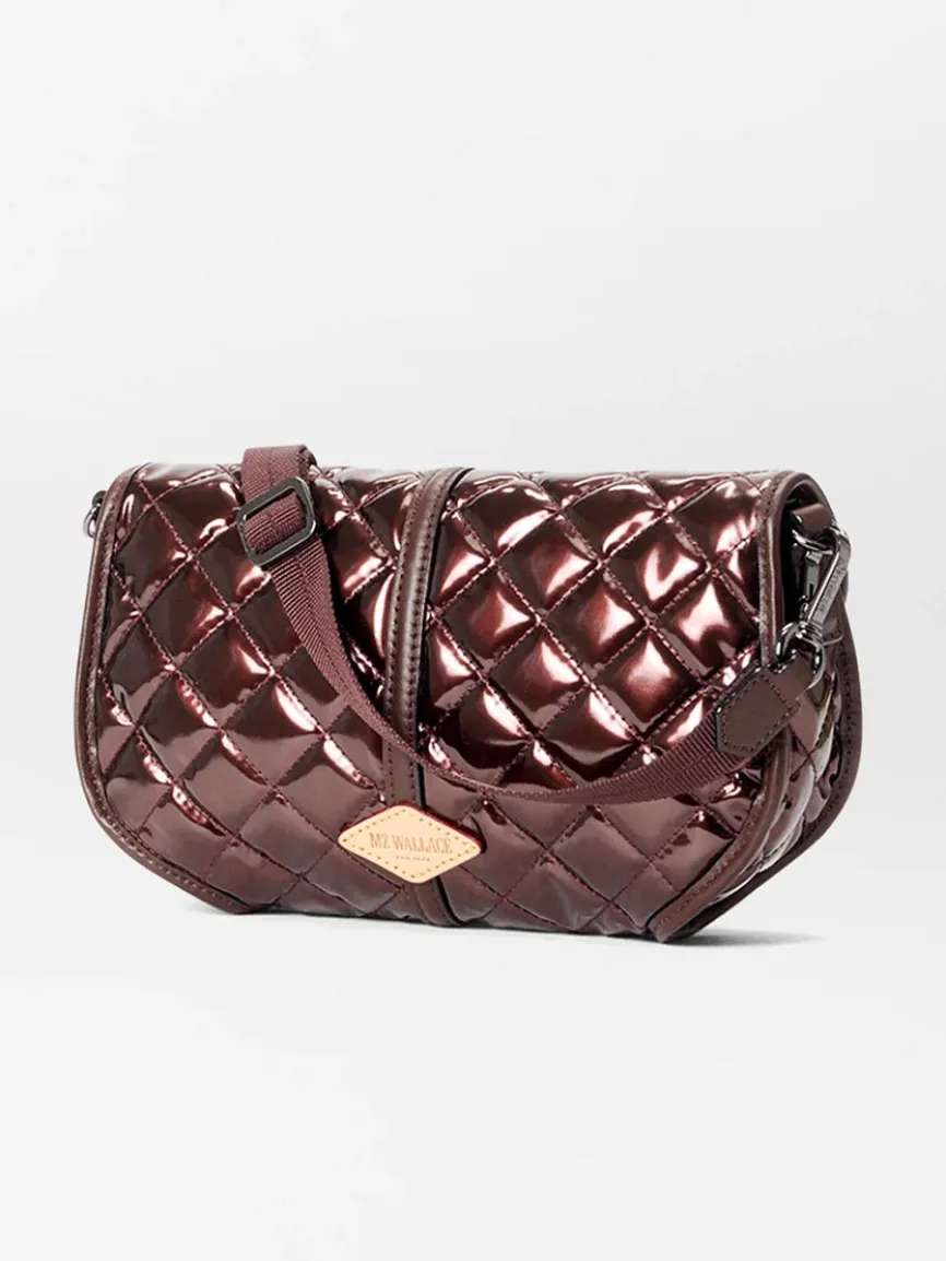 MZ Wallace Small Astor Convertible Clutch in Bordeaux Lacquer Oxford