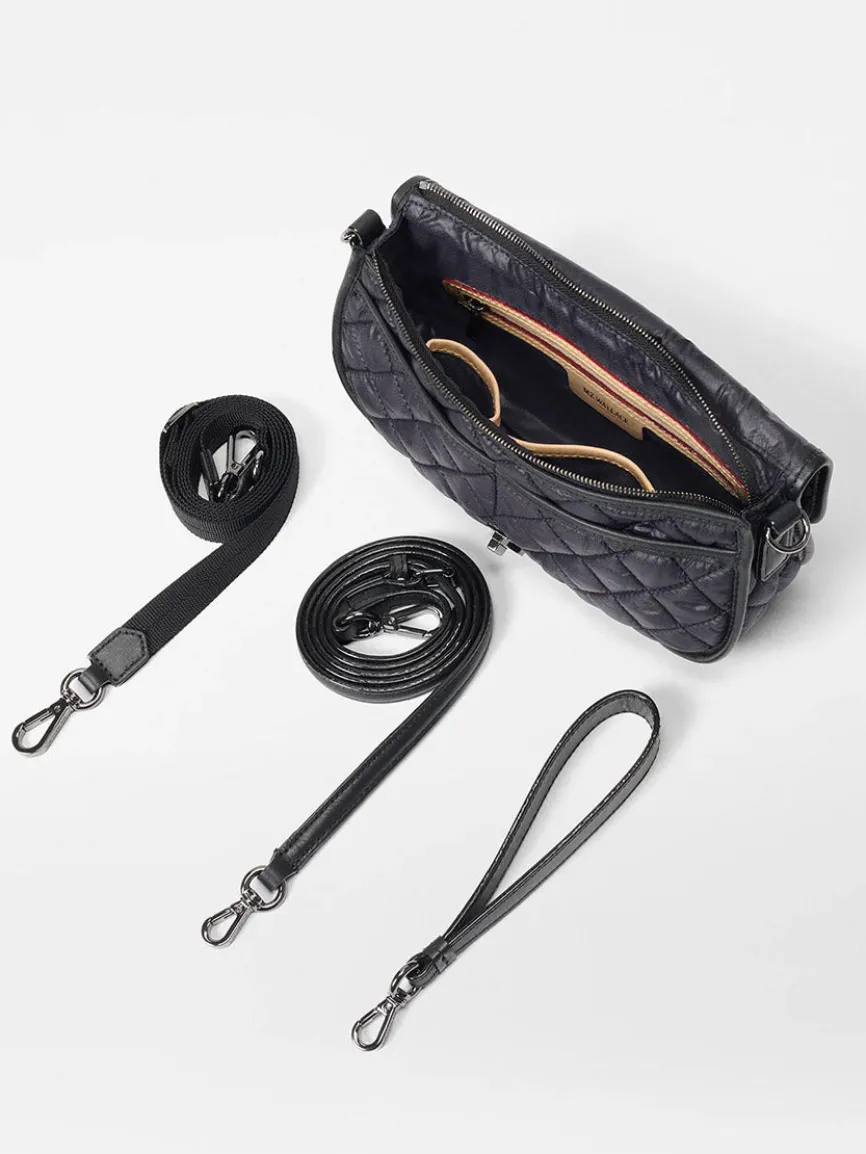 MZ Wallace Small Astor Convertible Clutch in Black Oxford