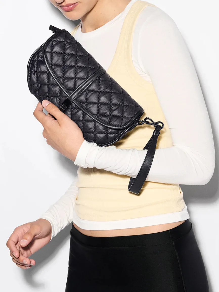 MZ Wallace Small Astor Convertible Clutch in Black Oxford