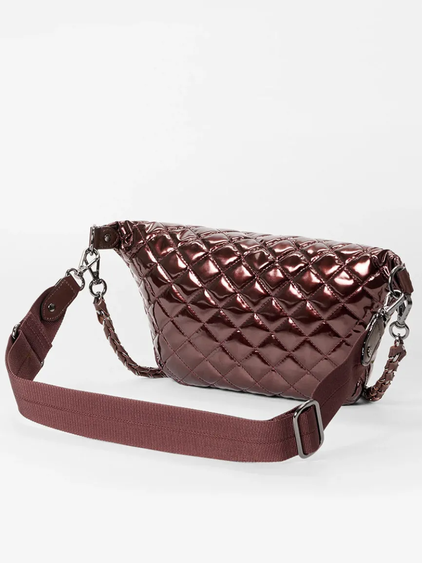 MZ Wallace Small Crosby Sling Bag in Bordeaux Lacquer Oxford