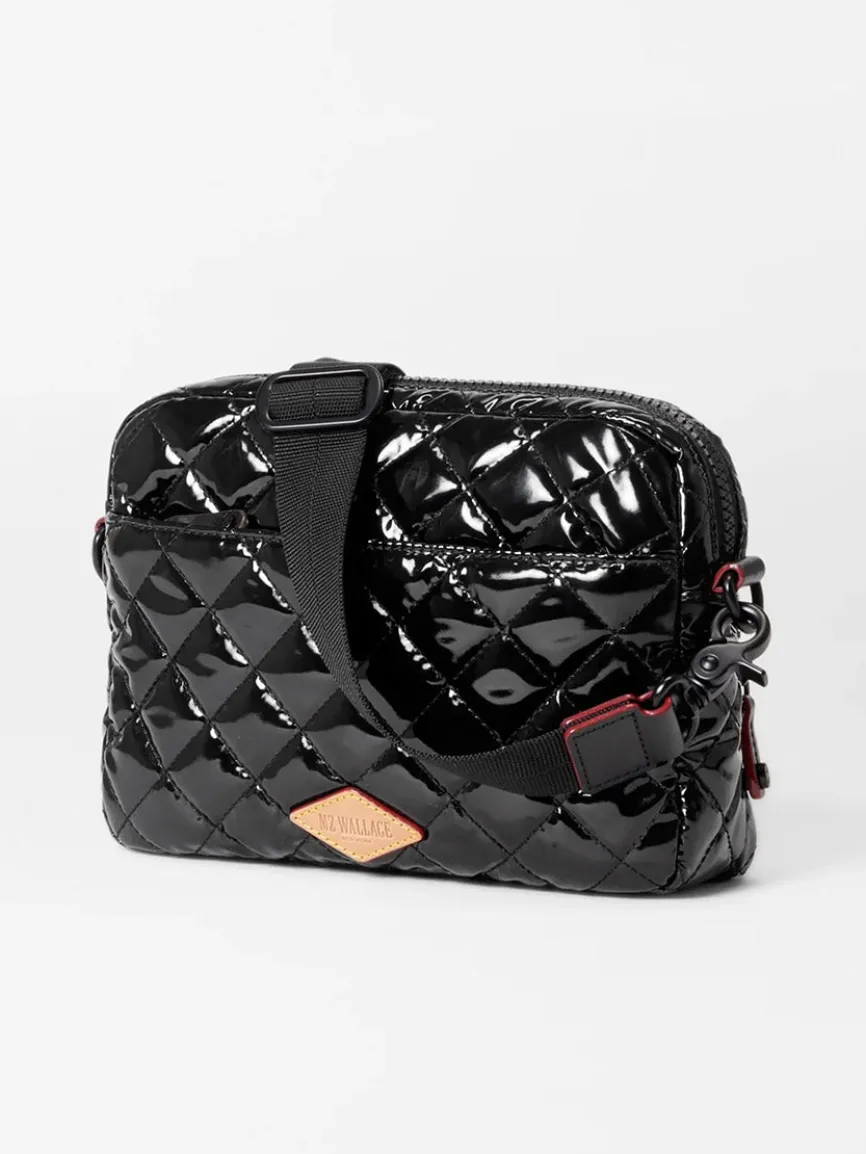 MZ Wallace Small Metro Camera Bag in Black Lacquer Oxford