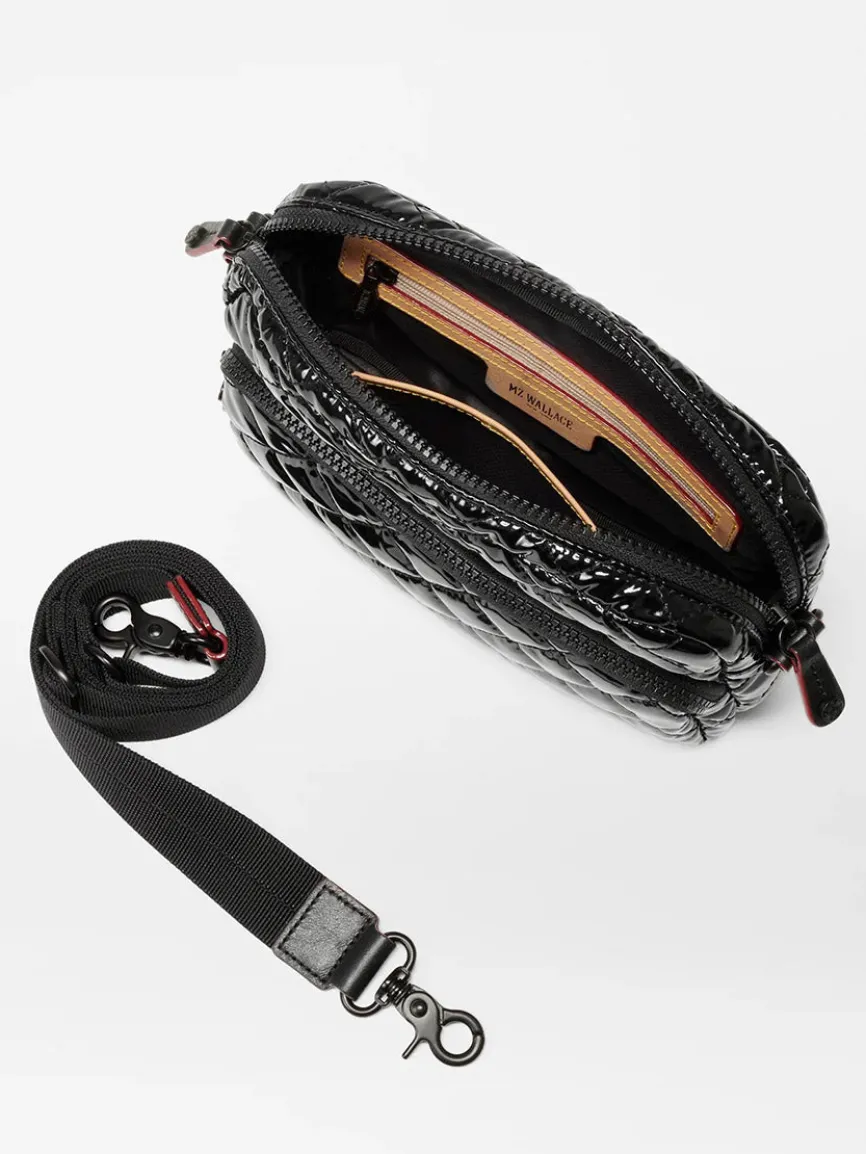 MZ Wallace Small Metro Camera Bag in Black Lacquer Oxford