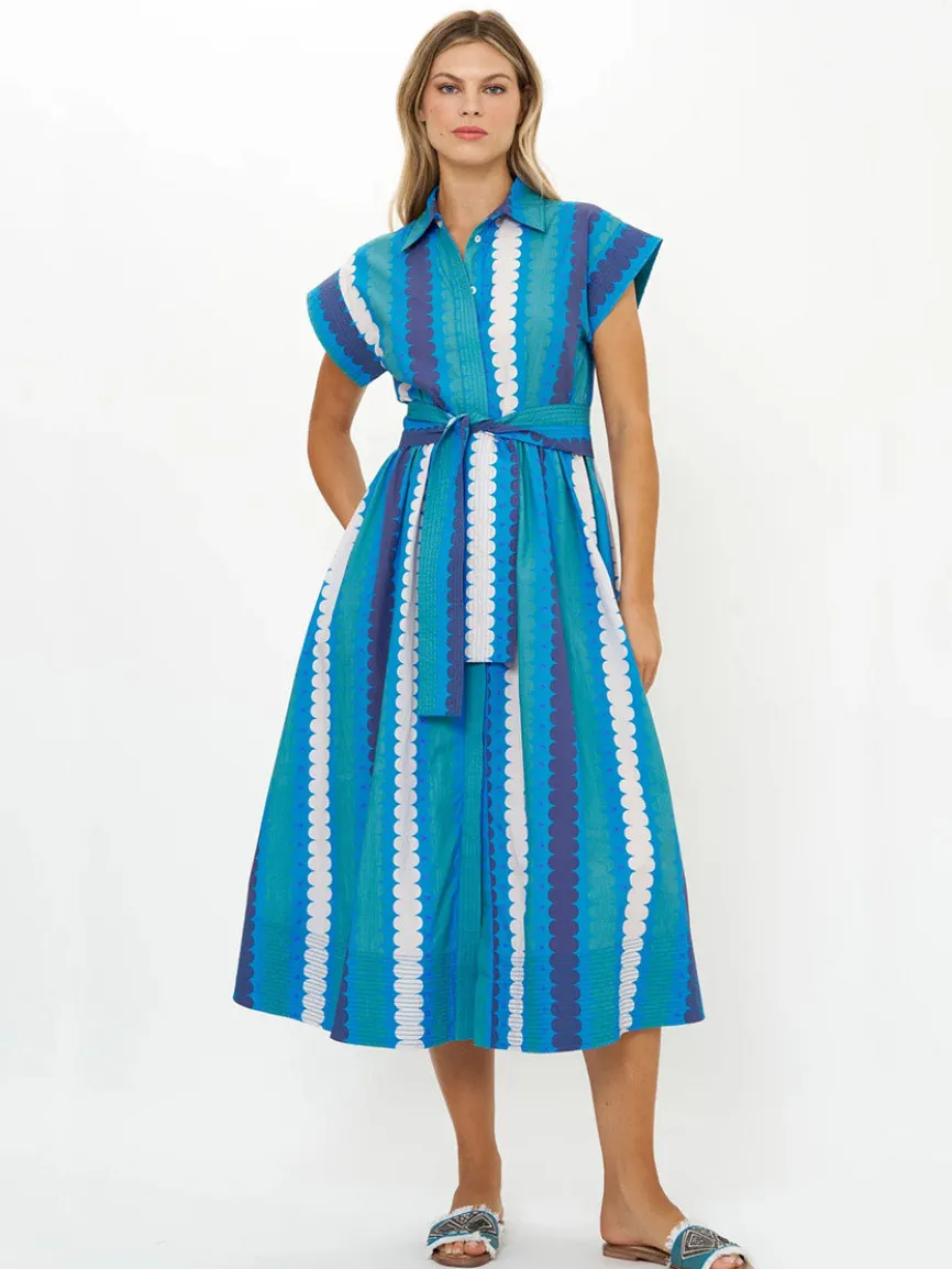 Oliphant Belted Shirt Dress in Meko Blue