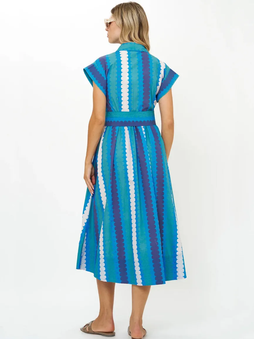 Oliphant Belted Shirt Dress in Meko Blue