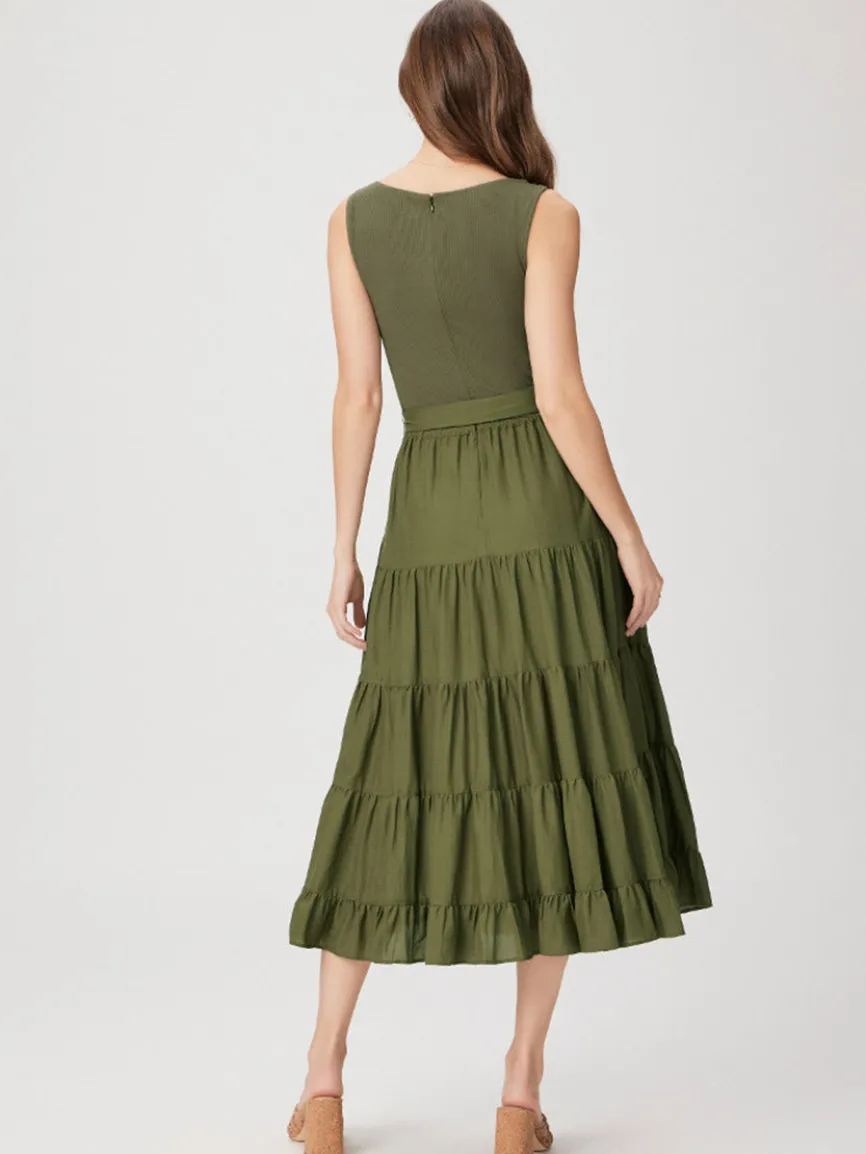 Paige Samosa Dress in Dark Olive