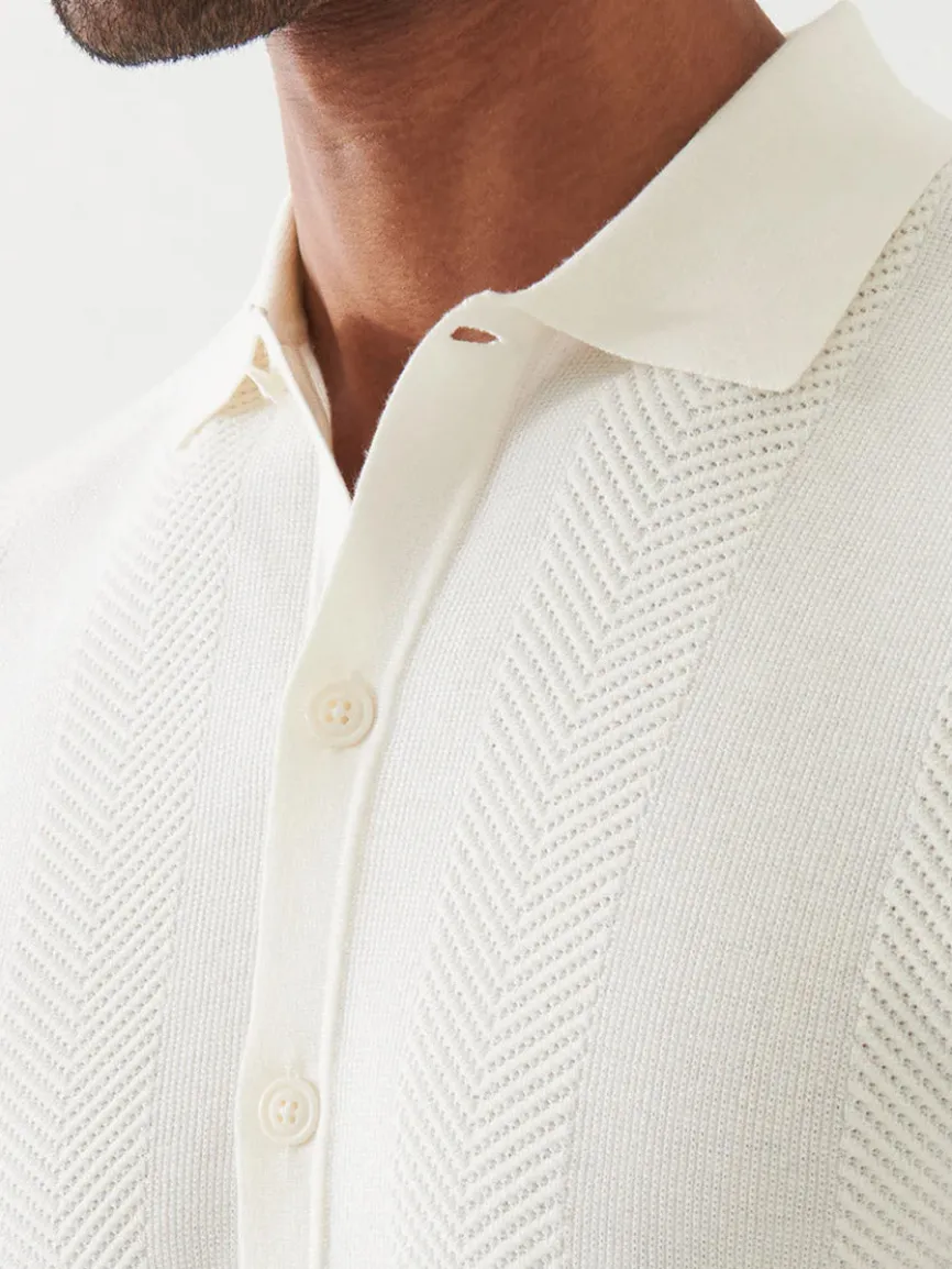 Patrick Assaraf Cotton Cashmere Blend Knit Shirt in White