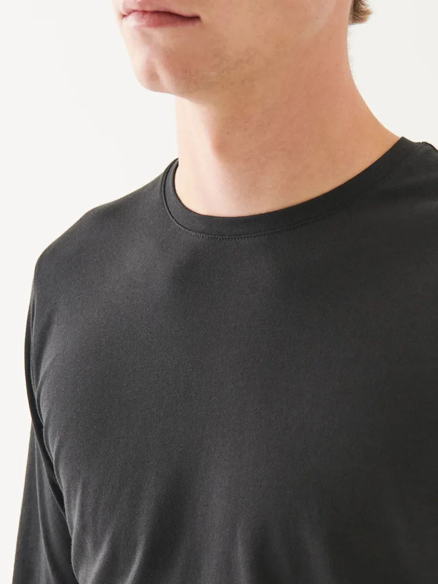 Patrick Assaraf Pima Cotton Stretch Long Sleeve T-Shirt in Black