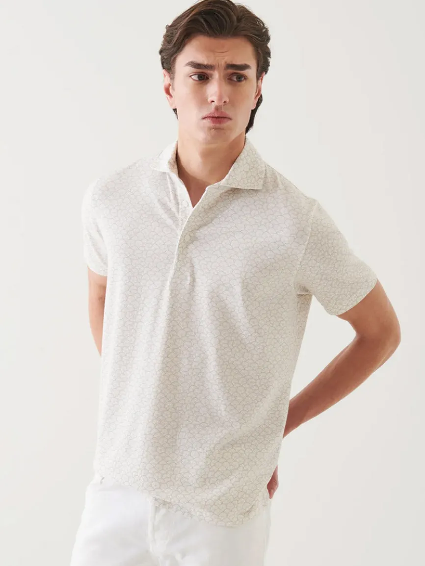 Patrick Assaraf Pima Cotton Stretch Printed Polo in Clay