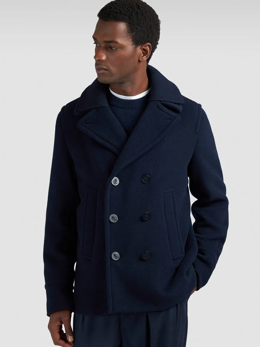 Paul & Shark Peacoat In Wool & Cashmere In Navy