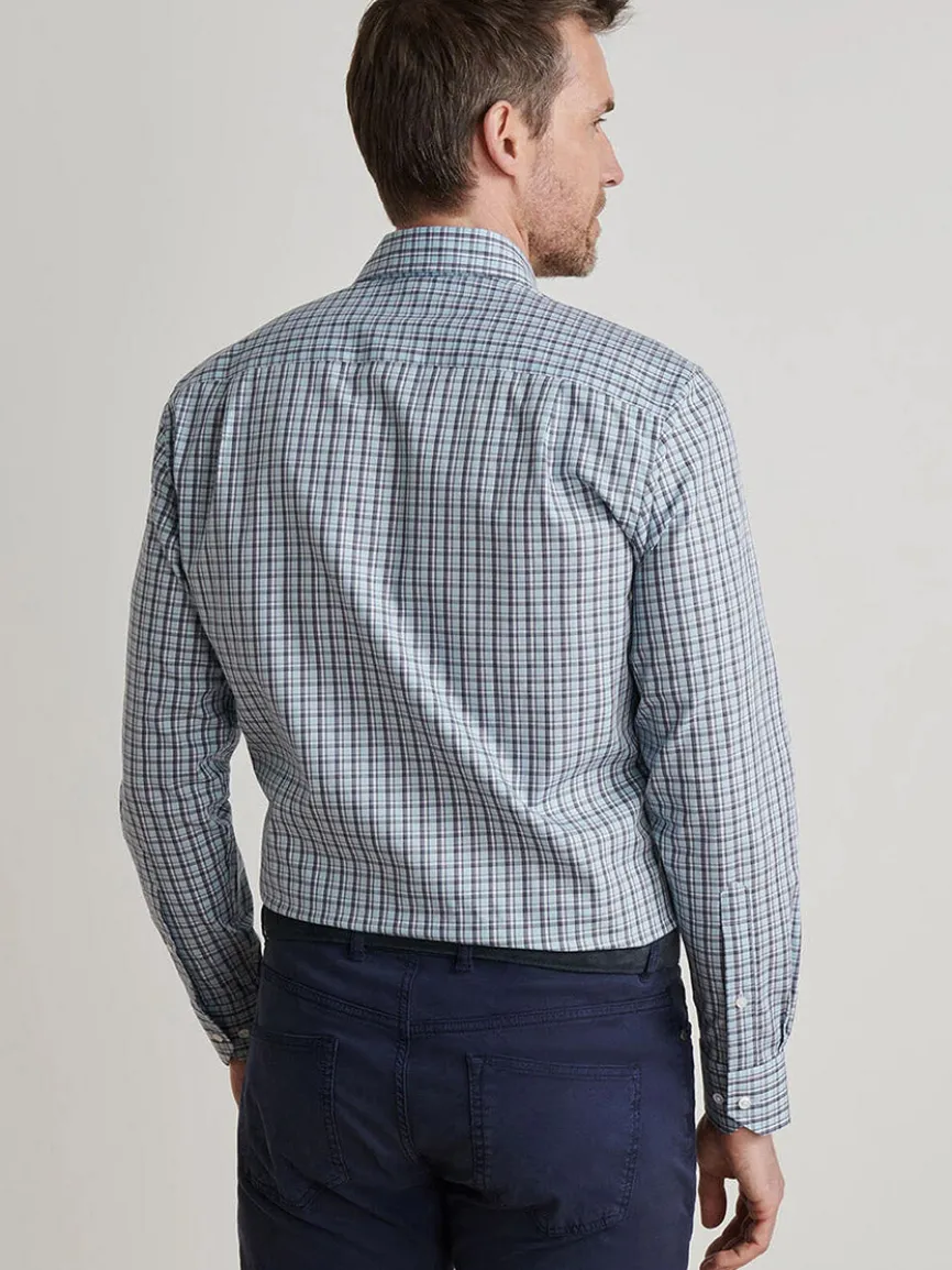 Peter Millar Abetone Cotton Sport Shirt in Blue Frost