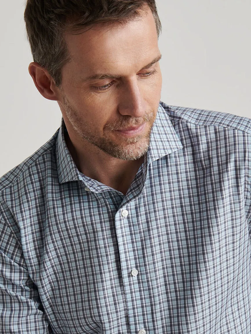 Peter Millar Abetone Cotton Sport Shirt in Blue Frost