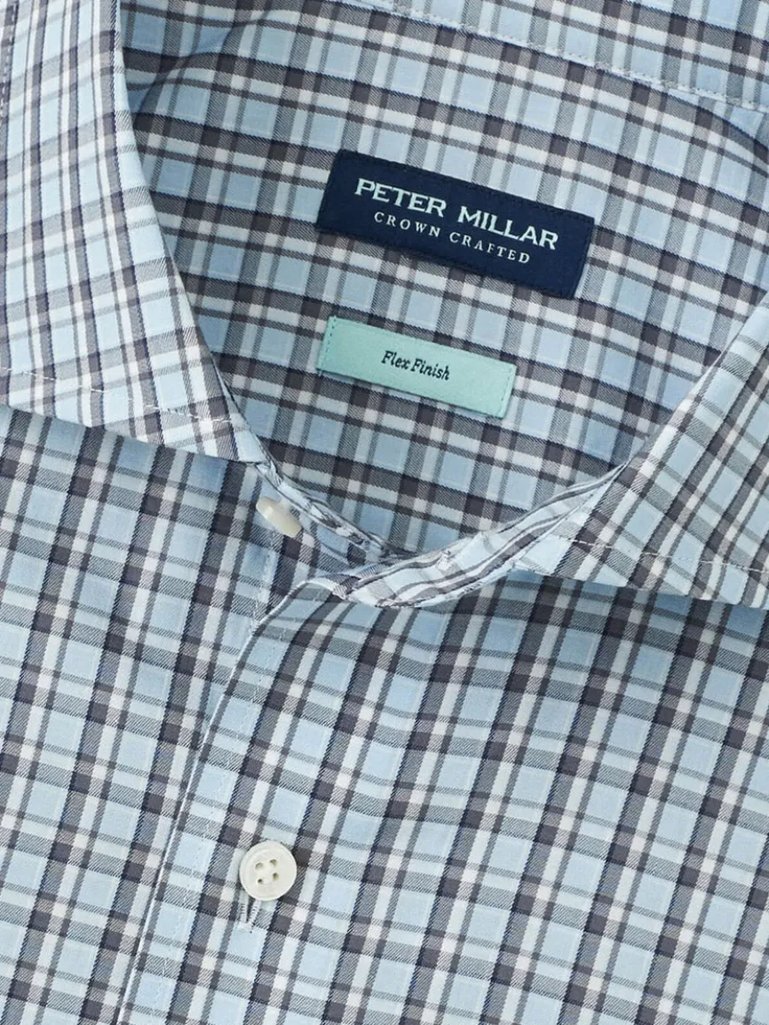 Peter Millar Abetone Cotton Sport Shirt in Blue Frost