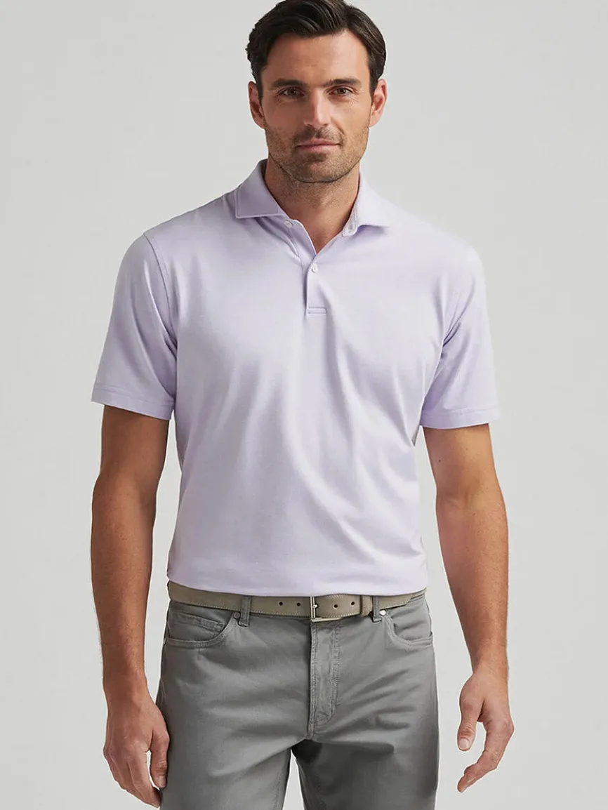 Peter Millar Albatross Cotton Blend Piqué Polo in Lavender Moon