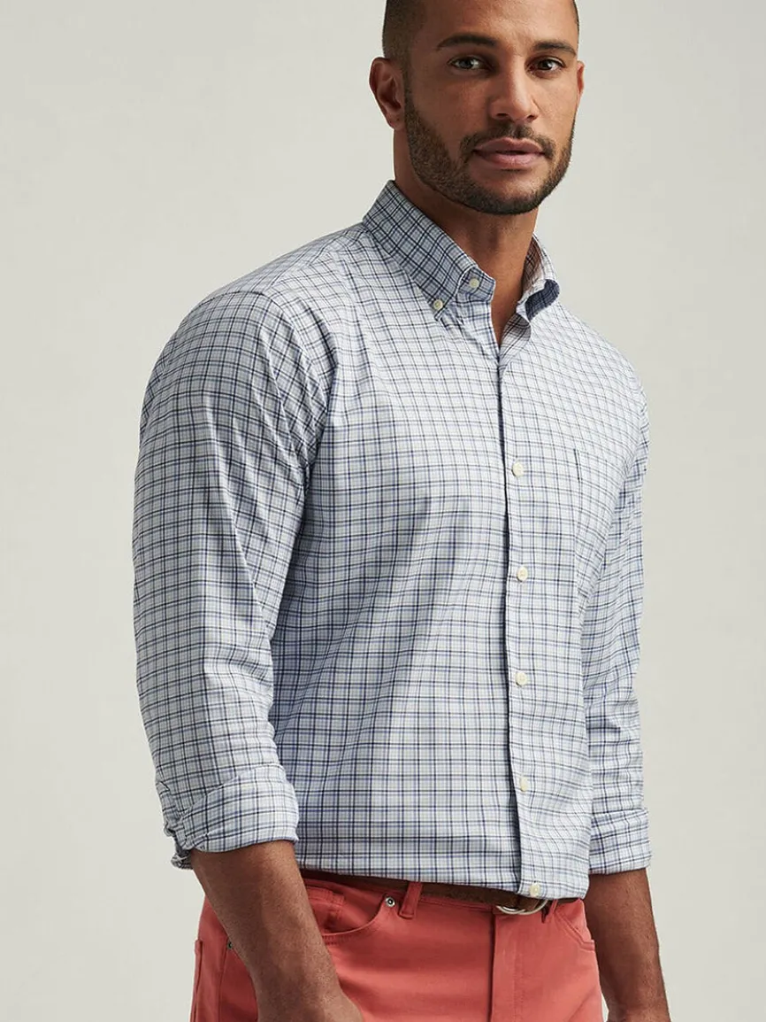 Peter Millar Albert Crown Lite Cotton-Stretch Sport Shirt in Blue Freesia